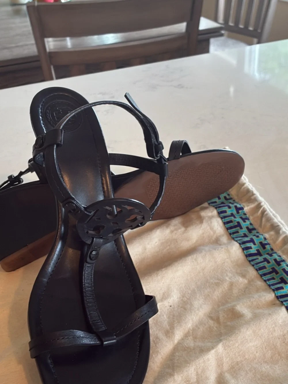 Tory Burch Miller 60mm Wedge Sandals Black 9
